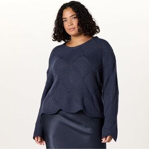 The Drop Katia Basket Weave Navy Blue Sweater Oversized